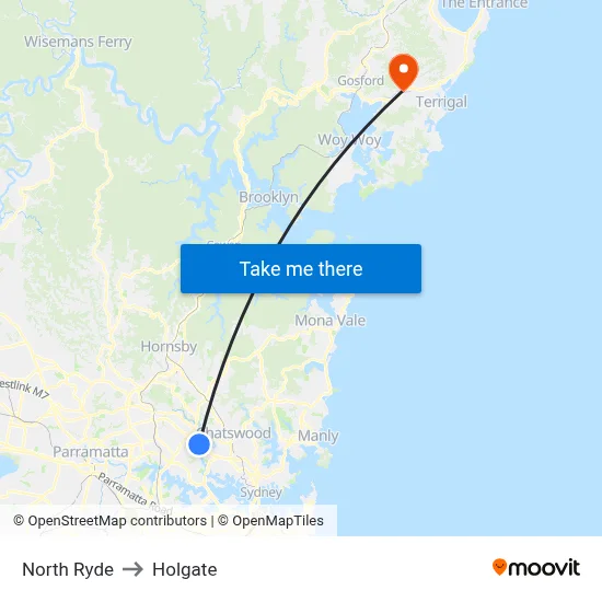 North Ryde to Holgate map