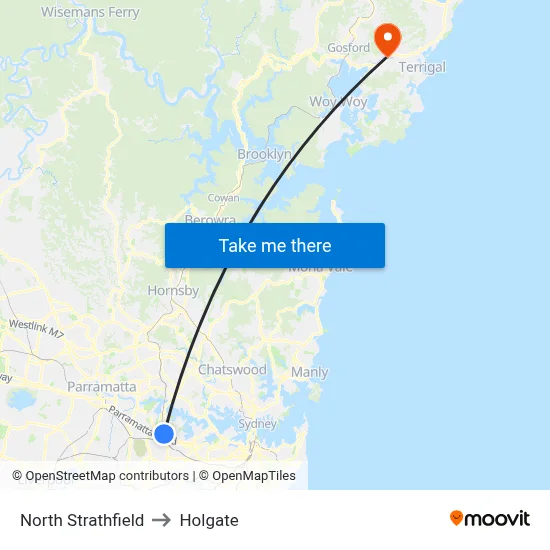 North Strathfield to Holgate map