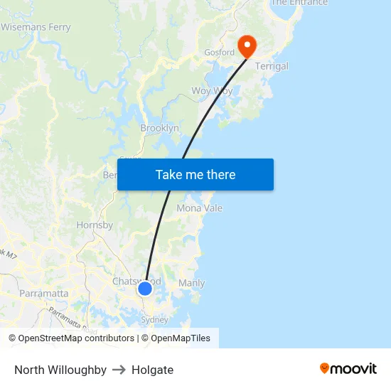 North Willoughby to Holgate map