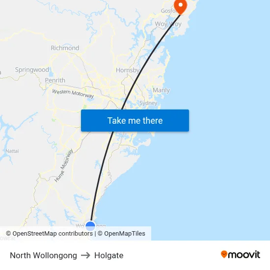 North Wollongong to Holgate map