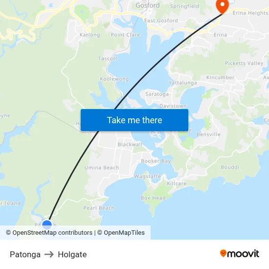 Patonga to Holgate map