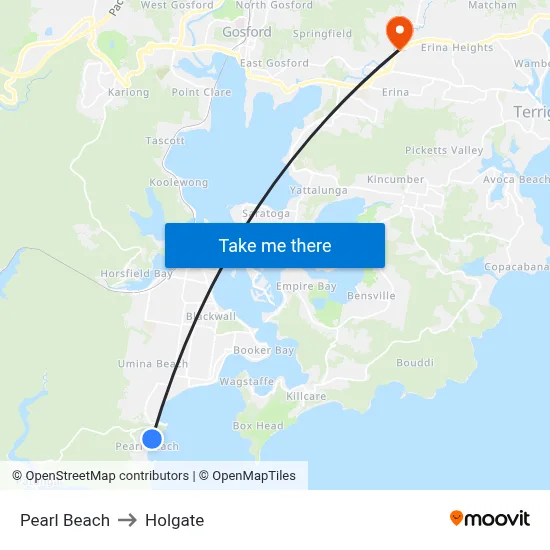 Pearl Beach to Holgate map