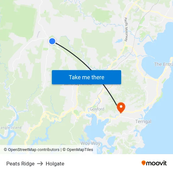 Peats Ridge to Holgate map