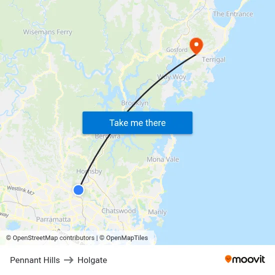 Pennant Hills to Holgate map