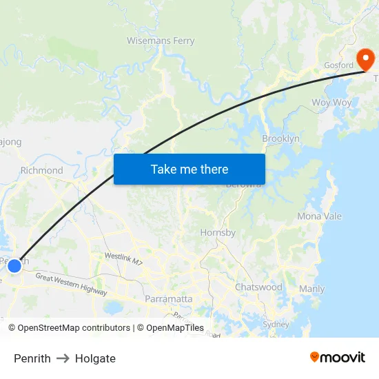 Penrith to Holgate map