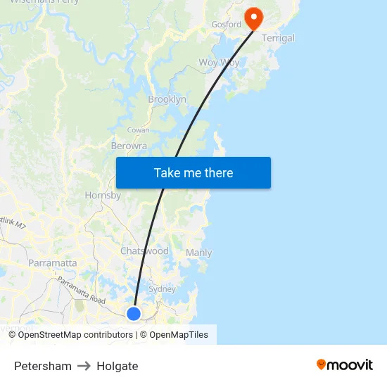 Petersham to Holgate map