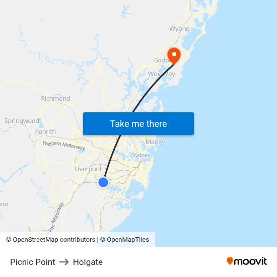 Picnic Point to Holgate map