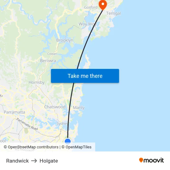 Randwick to Holgate map