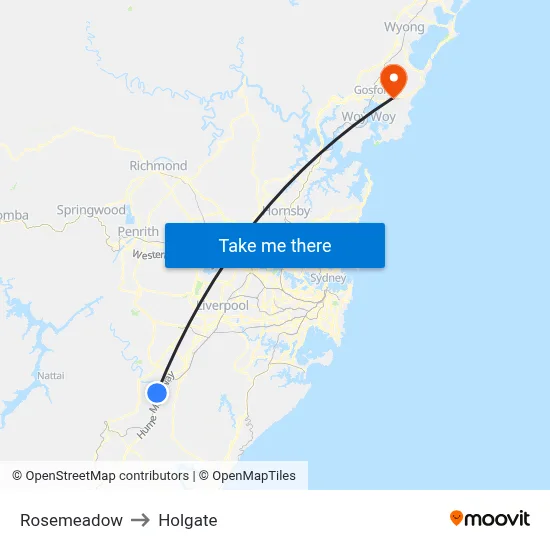 Rosemeadow to Holgate map