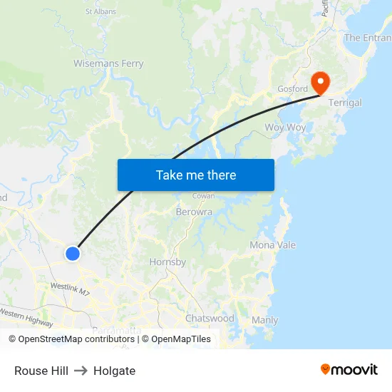 Rouse Hill to Holgate map