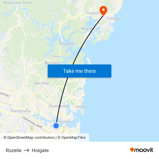 Rozelle to Holgate map