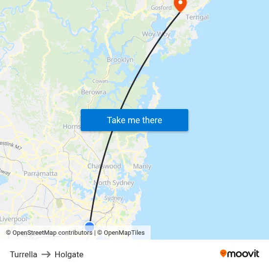 Turrella to Holgate map