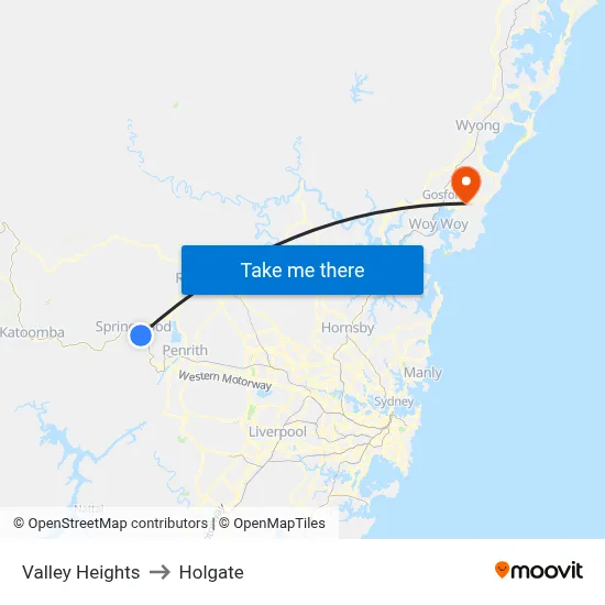 Valley Heights to Holgate map