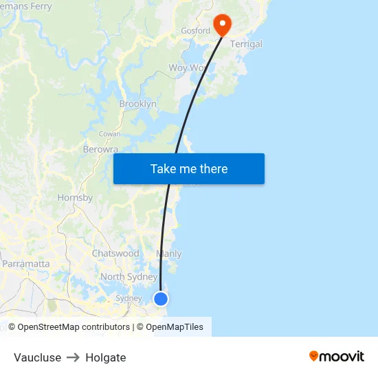 Vaucluse to Holgate map