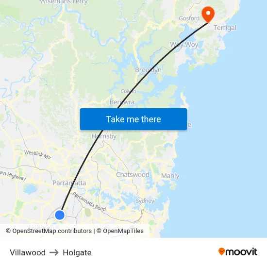 Villawood to Holgate map