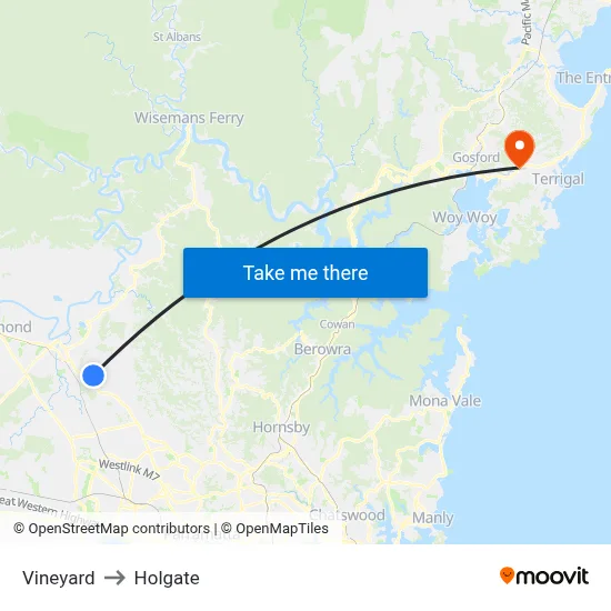 Vineyard to Holgate map