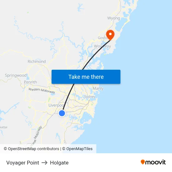 Voyager Point to Holgate map