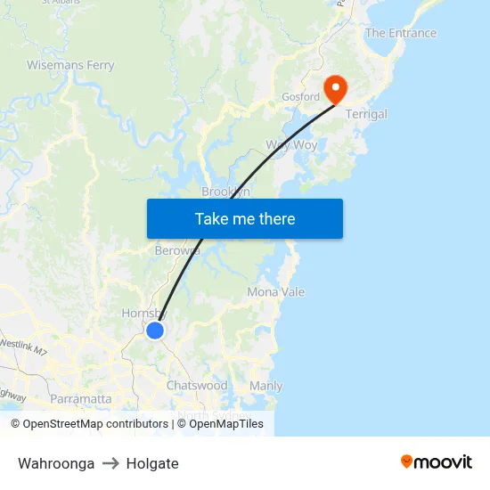 Wahroonga to Holgate map