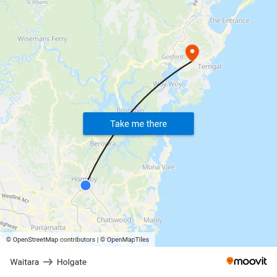 Waitara to Holgate map