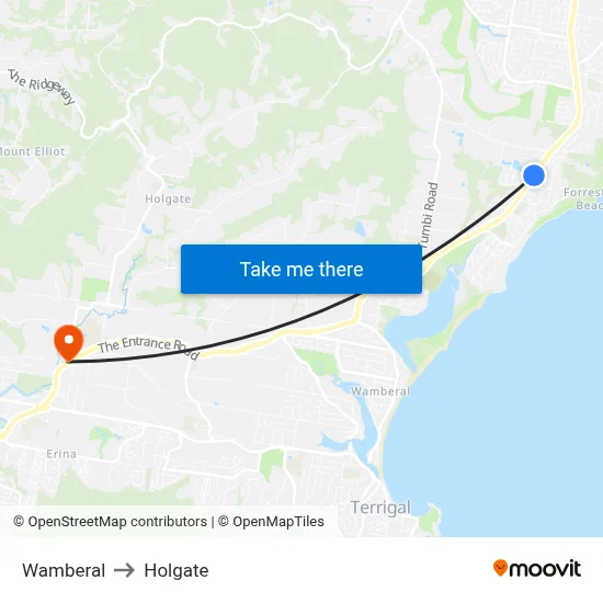 Wamberal to Holgate map