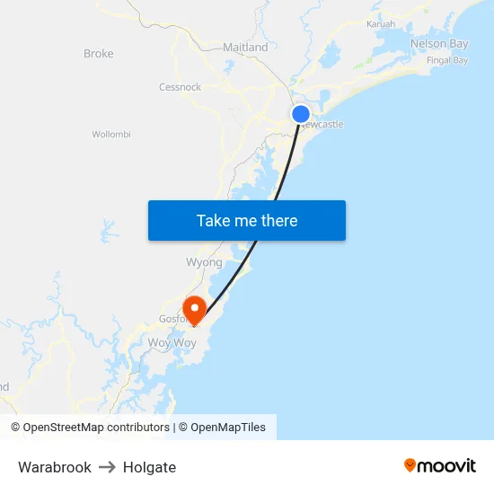 Warabrook to Holgate map