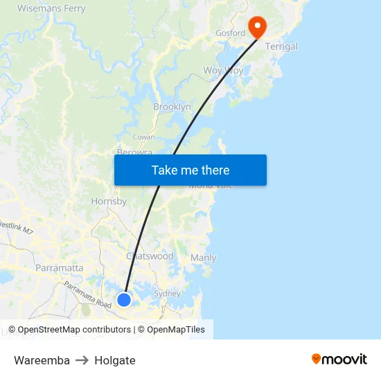 Wareemba to Holgate map
