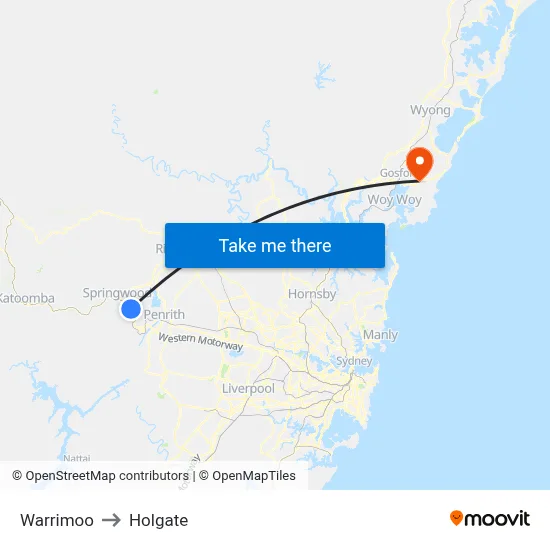 Warrimoo to Holgate map