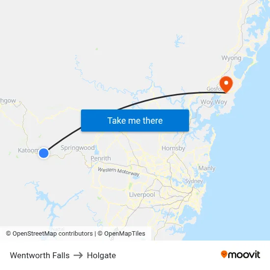 Wentworth Falls to Holgate map
