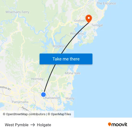 West Pymble to Holgate map
