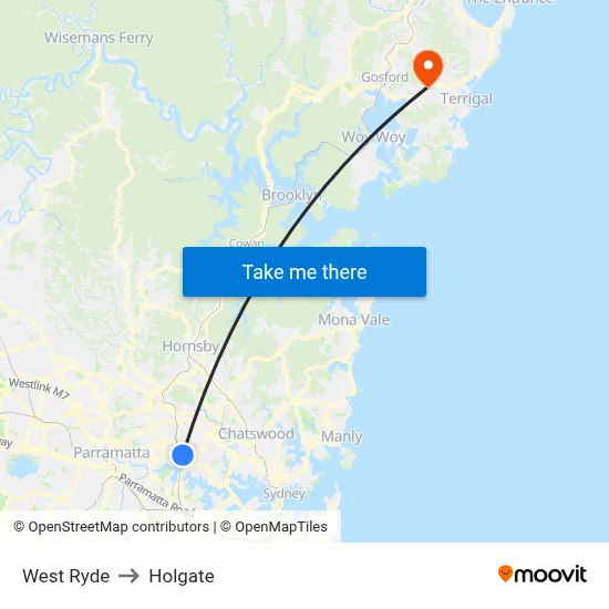 West Ryde to Holgate map