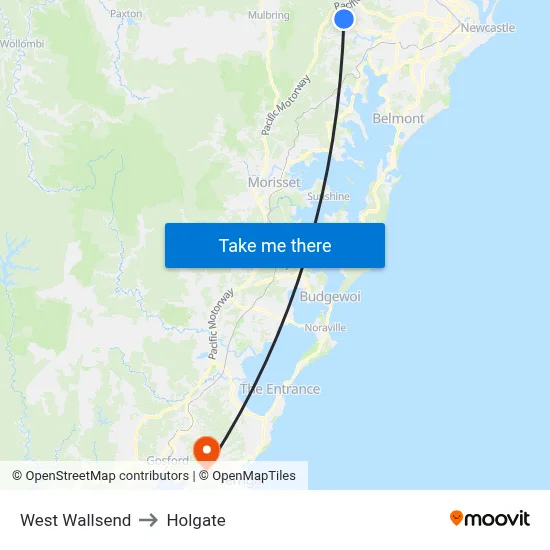 West Wallsend to Holgate map