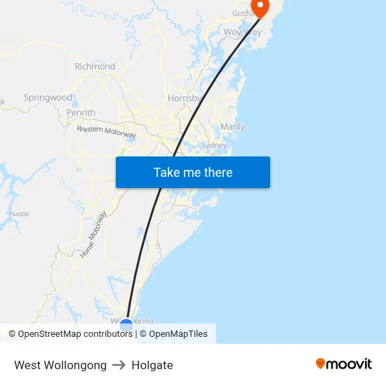 West Wollongong to Holgate map