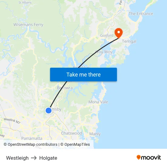 Westleigh to Holgate map