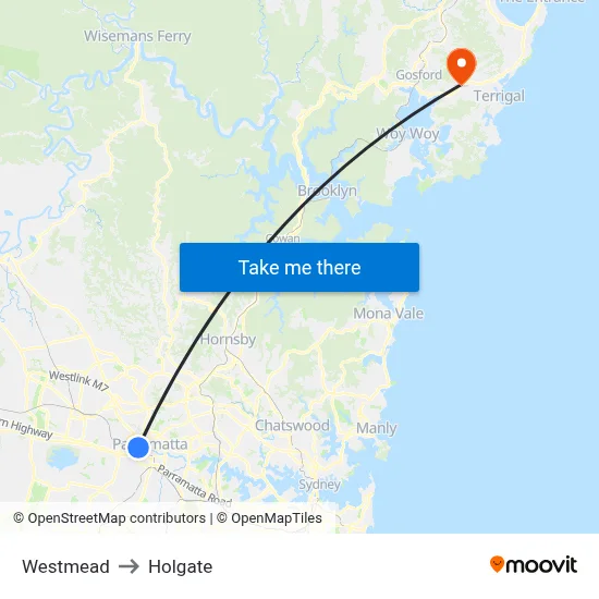 Westmead to Holgate map