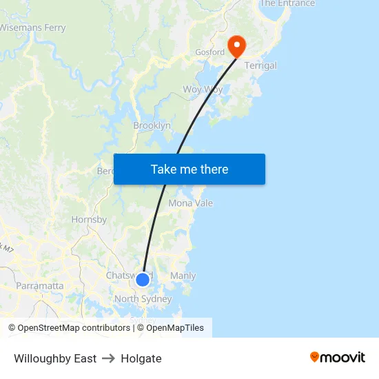 Willoughby East to Holgate map