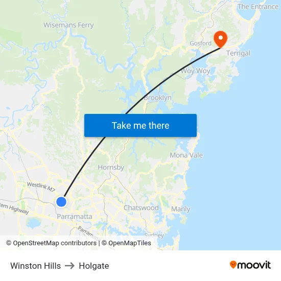 Winston Hills to Holgate map