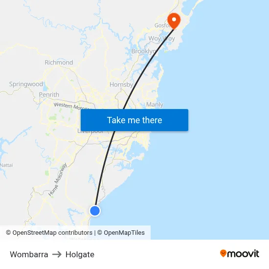 Wombarra to Holgate map
