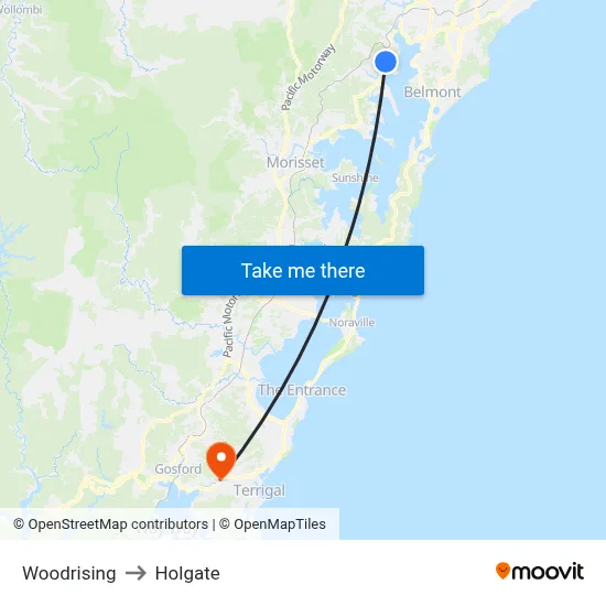 Woodrising to Holgate map