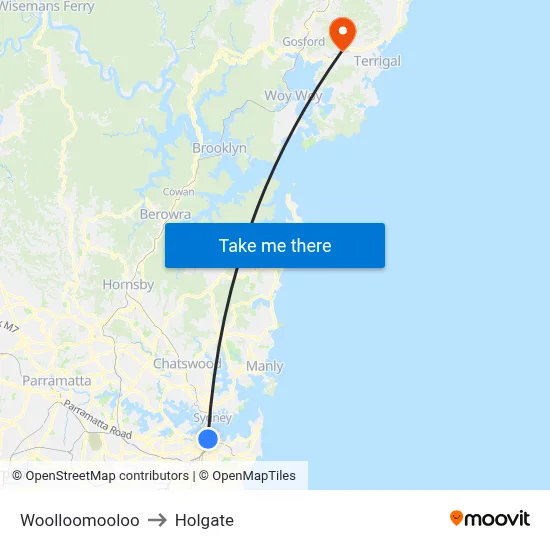 Woolloomooloo to Holgate map