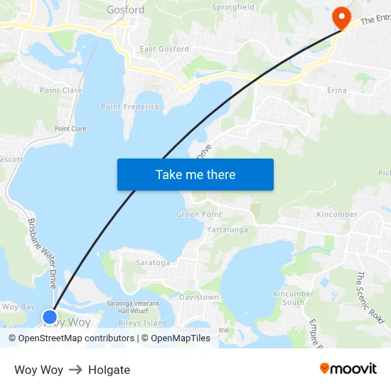 Woy Woy to Holgate map