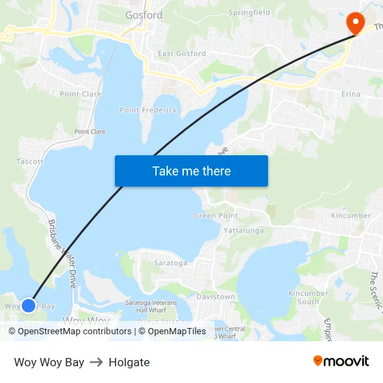 Woy Woy Bay to Holgate map
