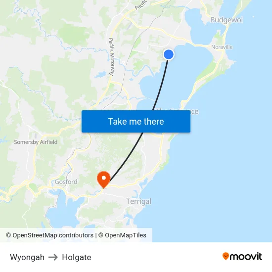 Wyongah to Holgate map