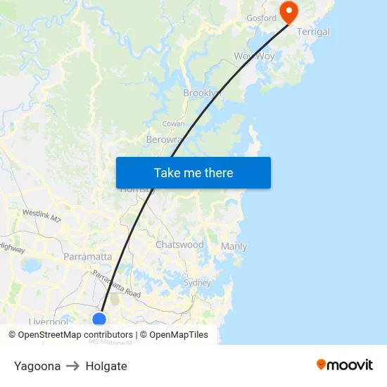 Yagoona to Holgate map