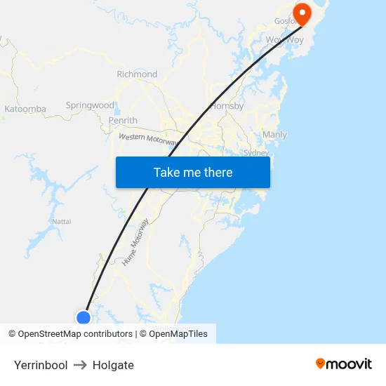 Yerrinbool to Holgate map