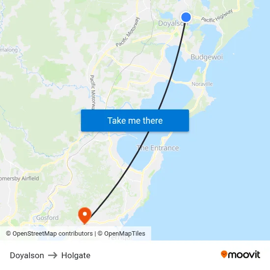 Doyalson to Holgate map
