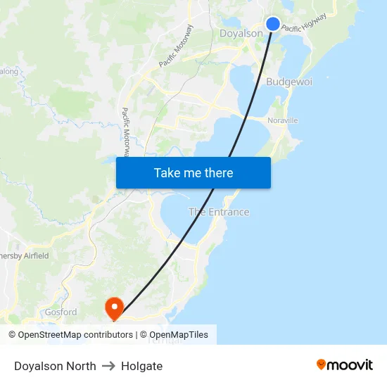 Doyalson North to Holgate map