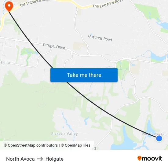 North Avoca to Holgate map