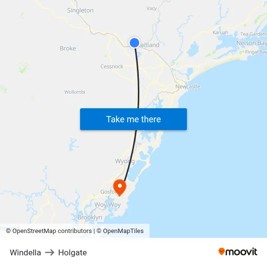 Windella to Holgate map