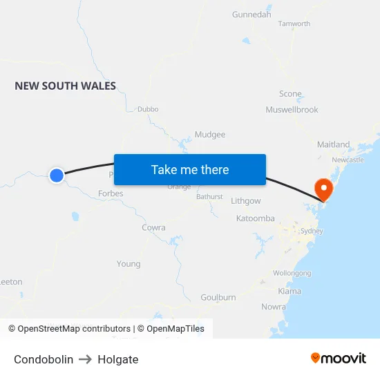 Condobolin to Holgate map
