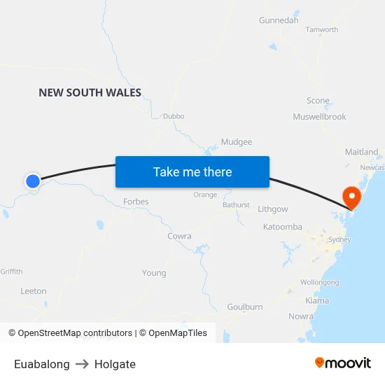 Euabalong to Holgate map
